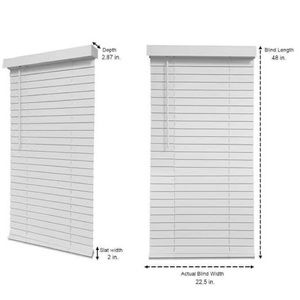 23" x 48" x 2" White Cordless Faux Wood Blinds
